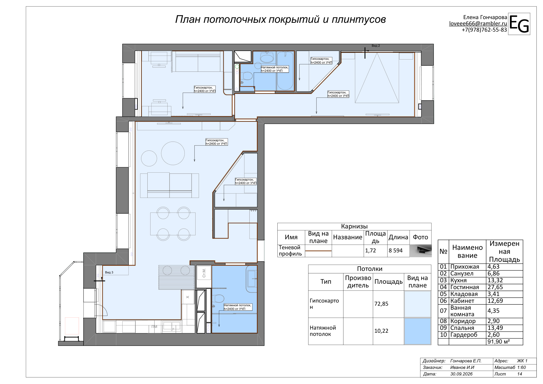 План потолков
